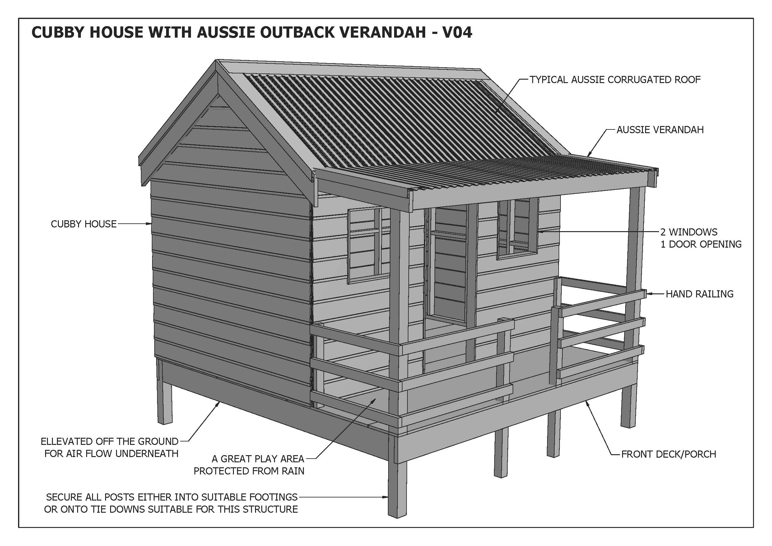 CUBBY HOUSE PLAY HOUSE Great Aussie Outback Style Building Plans V4 EBay